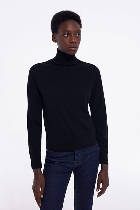 TURTLE NECK SWEATER WITH COLLAR DETAILS BLACK by The Kooples