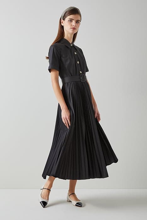 DR CALLY PLEATED DRESS BLACK by LK Bennett