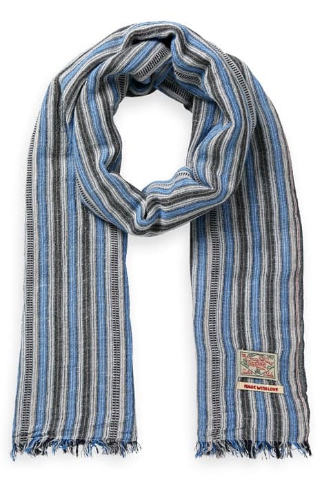 STRIPED COTTON LINEN SCARF SWAN STRIPE by Scotch & Soda