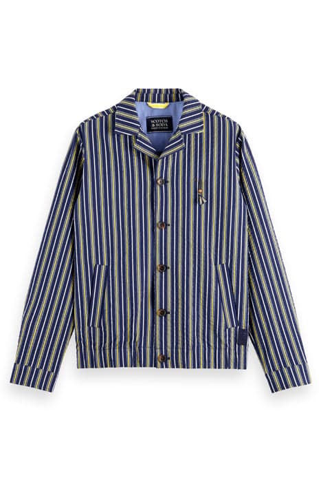 STRIPED COTTON-BLEND SEERSUCKER BLOUSON NAVY/ WHITE/ YELLOW  by Scotch & Soda