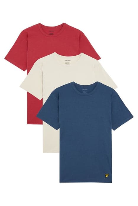 BASIC 3 PACK T-SHIRT DARK DENIM/ JET STREAM/ EARTH RED by Lyle & Scott