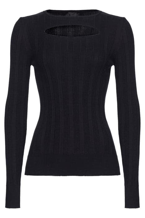 MANGANO MAGLIA MIX COSTINA VISCOSA MANO CALDA BLACK by PINKO