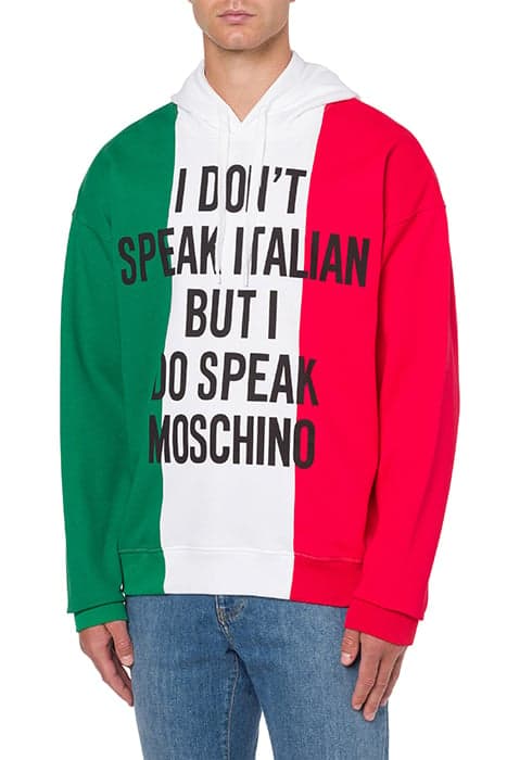 ITALIAN SLOGAN COTTON SWEATSHIRT MULTICOLOR by Moschino