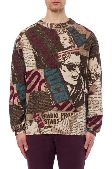 MOSCHINO NEWSPAPERS LAMBSWOOL SWEATER MULTICOLOR by Moschino