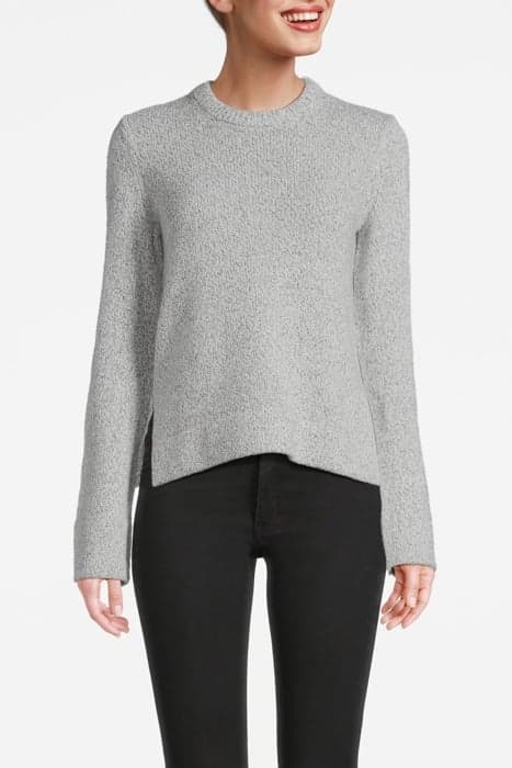 SLIT CREWNECK SWEATER IN WOOL-CASHMERE BOUCLÉ LIGHT HEATHER  by THEORY