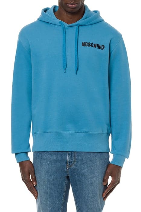 SYMBOLS LOGO HOODIE BLUE by Moschino