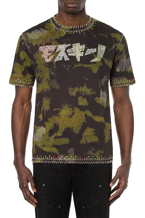 MOSCHINO KATAKANA LOGO CAMOUFLAGE T-SHIRT GREEN by Moschino