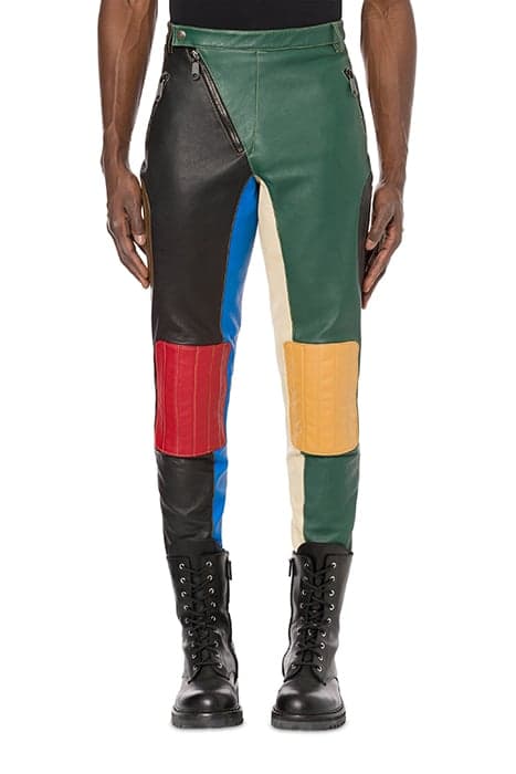 MIXED PATCHWORK NAPPA TROUSERS MULTICOLOR by Moschino