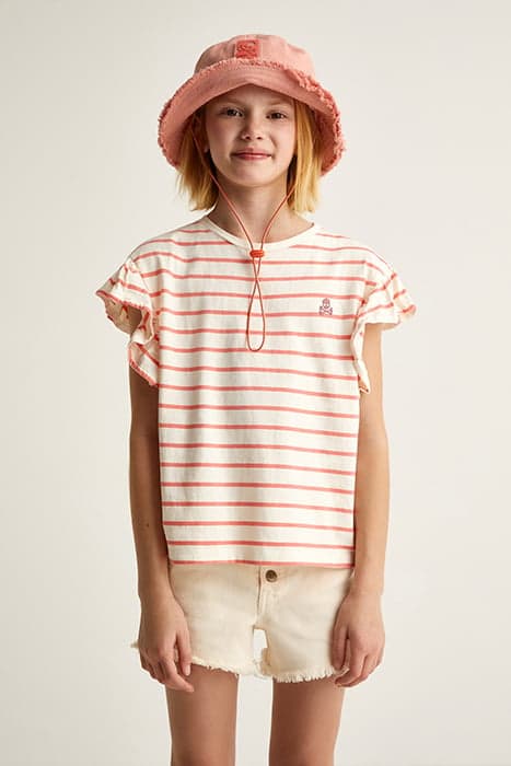 STRIPES TEE GIRLS CORAL by Scalpers