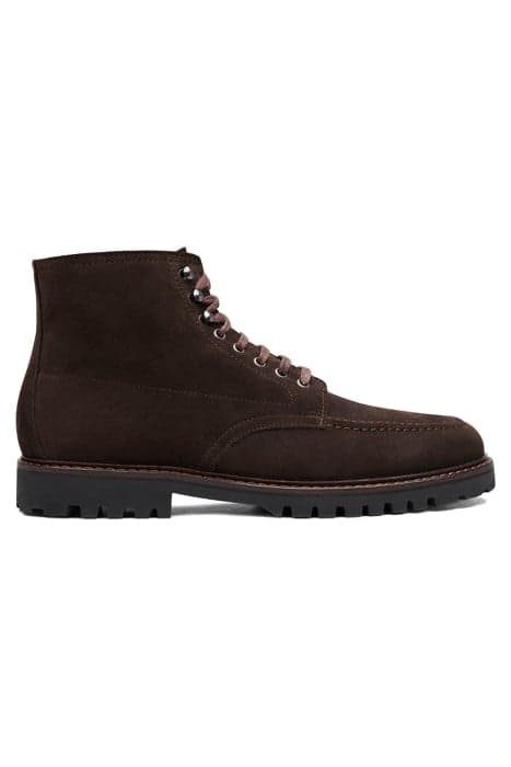 HIGHLANDER LACE-UP BOOT SUEDE DARK BROWN by No Label