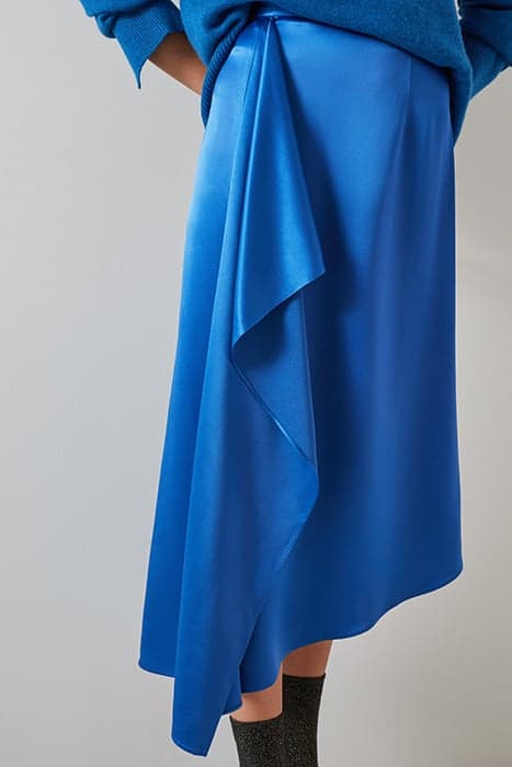 SK ZOE - SATIN DRAPE SKIR BLUE by LK Bennett