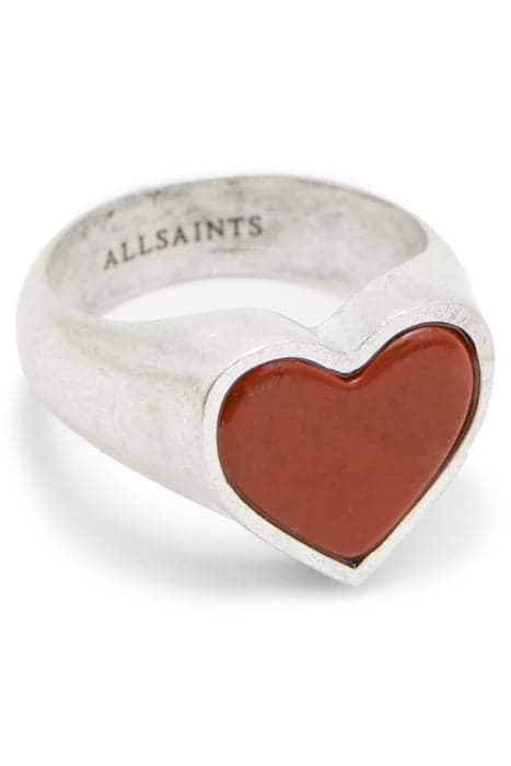 OBI HEART STONE RING WRM SLVER/RED JASP by AllSaints