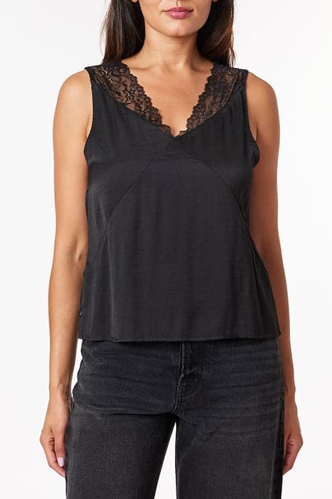 LACE TRIM TANK BLACK NIGHT by Scotch & Soda