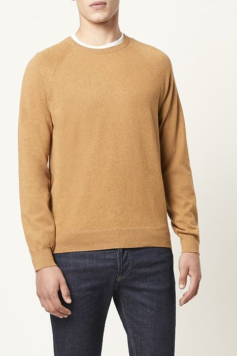 STRETCH COTTON CREW NECK JUMPER CAMEL MELANGE by French Connection