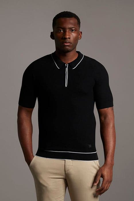 BLACK EAGLE TEXTURE KNIT POLO JET BLACK by Lyle & Scott