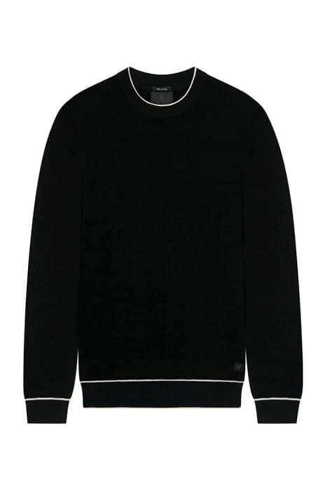 BLACK EAGLE TEXTURE KNIT CREW NECK JET BLACK by Lyle & Scott