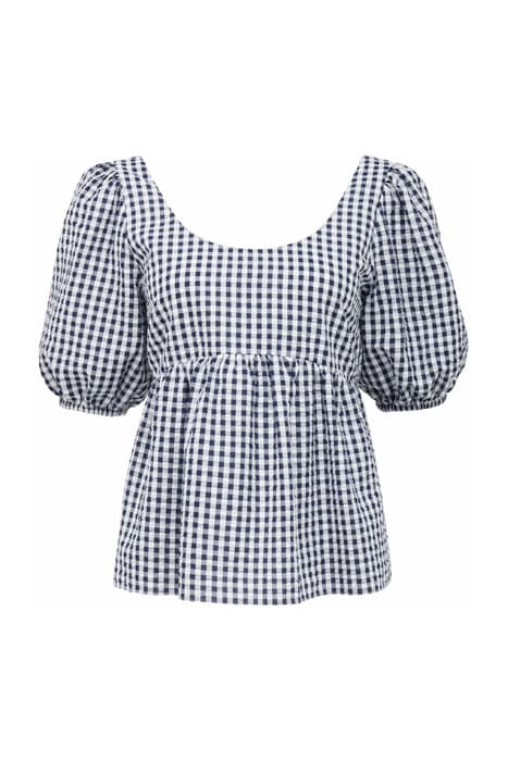 YASMINA PUFF SLEEVE BABYDOLL BLOUSE GINGHAM by Forever New