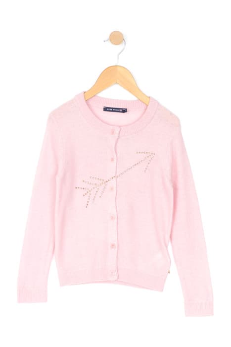 BTN CARDI CREW LS HEART PINK by River Woods