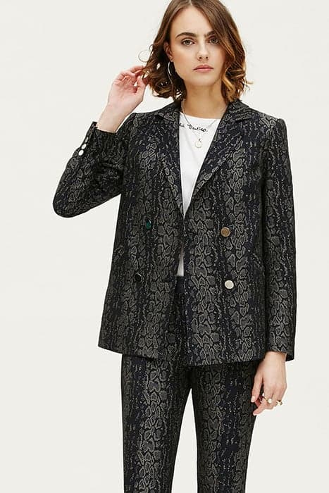 DOUBLE-BREASTED SNAKE JACQUARD JACKET BLUE by OKY