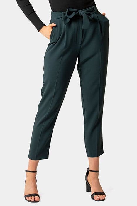 CARMEN TIE WAIST TAPERED PANTS DEEP GREEN DEEP GREEN by Forever New