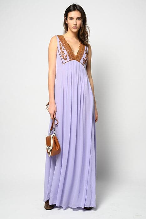 MALIARDO ABITO GEORGETTE RICAM LILAC/BURNT by PINKO