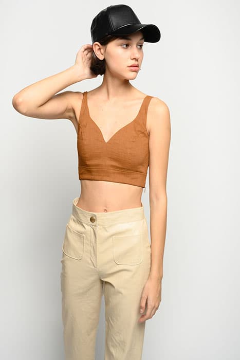 REGALE TOP TELA DI LINO/VISCOS BROWN by PINKO