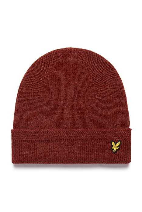 RACKED RIB BEANIE RUST by Lyle & Scott