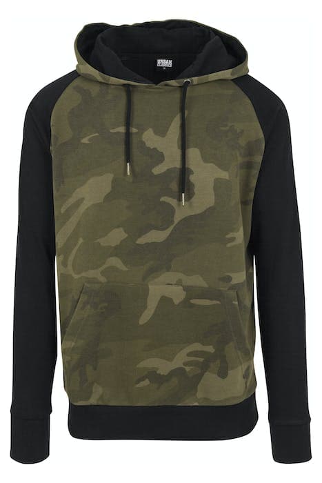 CAMO CONTRAST RAGLAN HOODY OLIVE CAMO/BLK by Urban Classics