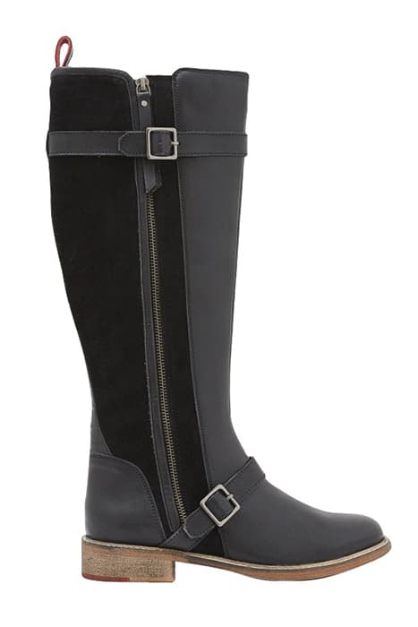 BRIT BUCKLE LEATHER LONG BOOTS PURE BLK by White Stuff