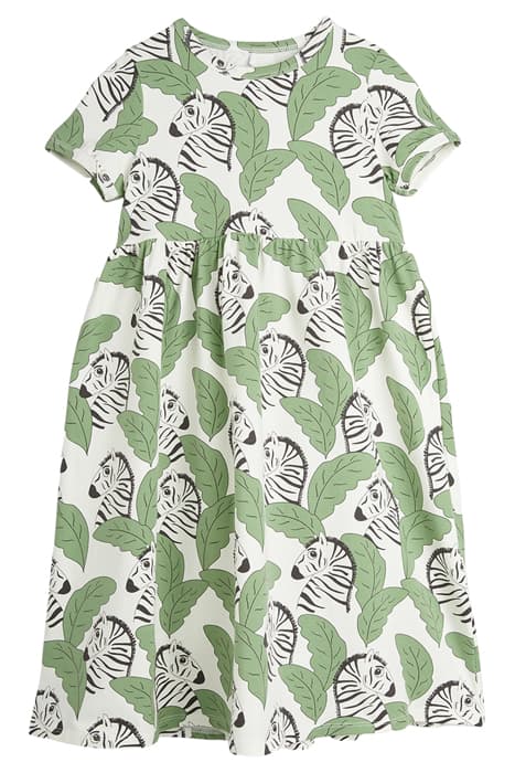 ZEBRAS SS LONG DRESS GREEN by Mini Rodini