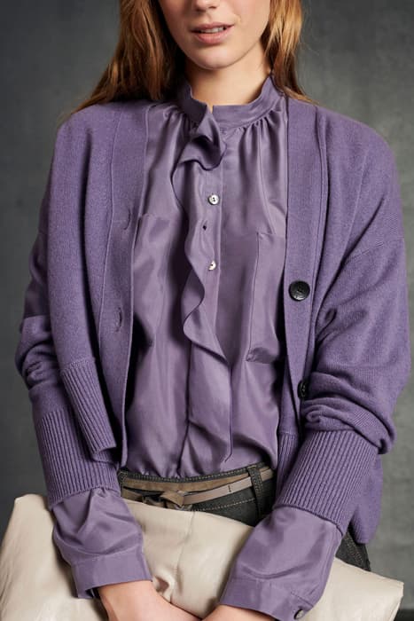 BLENDED CASHMERE CARDIGAN MAUVE by Luisa Cerano