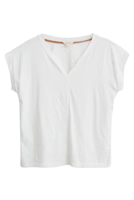 NELLY NOTCH EMBROIDERED TEE NAT WHITE by White Stuff