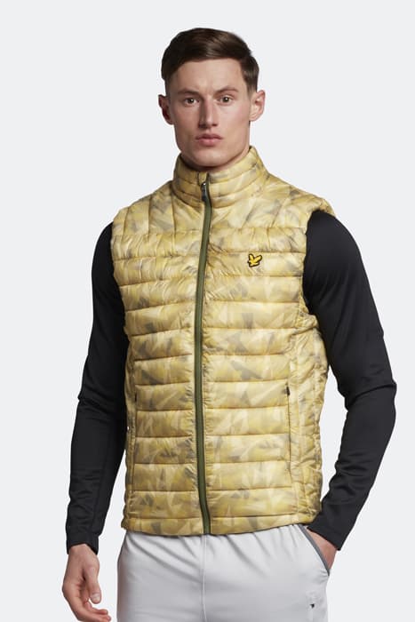 LIGHTWEIGHT QUILTED COLLAR GILET BAY GREEN PRINT by Lyle & Scott