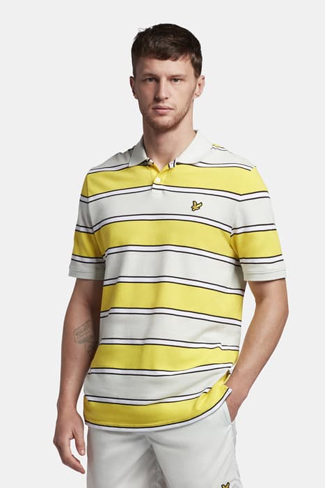 BROAD STRIPE POLO SHIRT SUNSHINE YELLOW/ ICE by Lyle & Scott