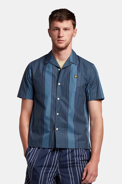 VERTICAL STRIPE RESORT SHIRT SLATE BLUE/ NAVY by Lyle & Scott