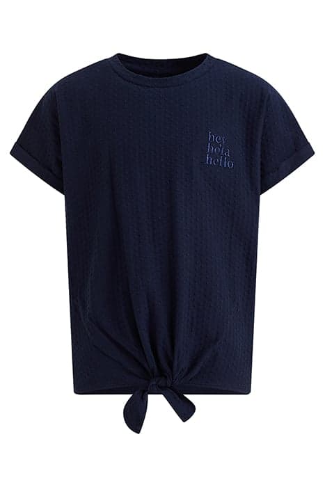 MEISJES T-SHIRT MET STRUCTUUR DARK BLUE by WE Fashion