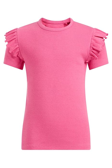 MEISJES T-SHIRT MET VOLANTS PINK by WE Fashion