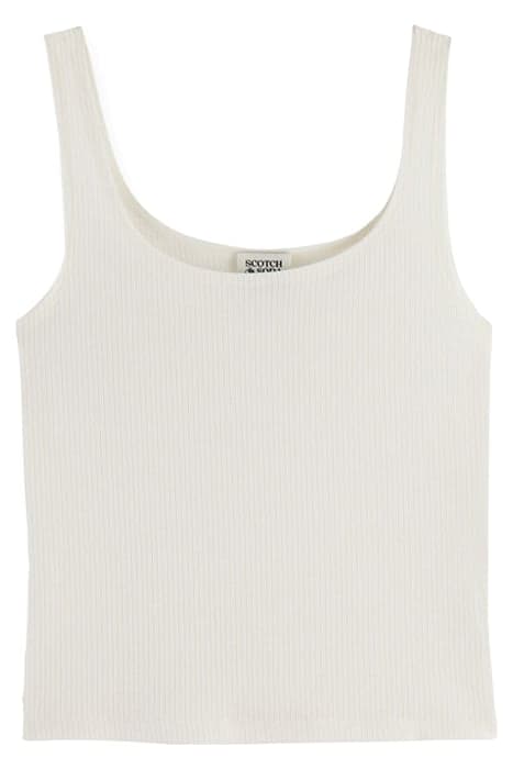 SCOOP-NECK TENCEL™ RIB TANK OFF WHITE by Scotch & Soda