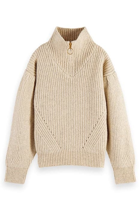 HALF-ZIP BALLOON SLEEVED KNIT STONE MELANGE by Scotch & Soda