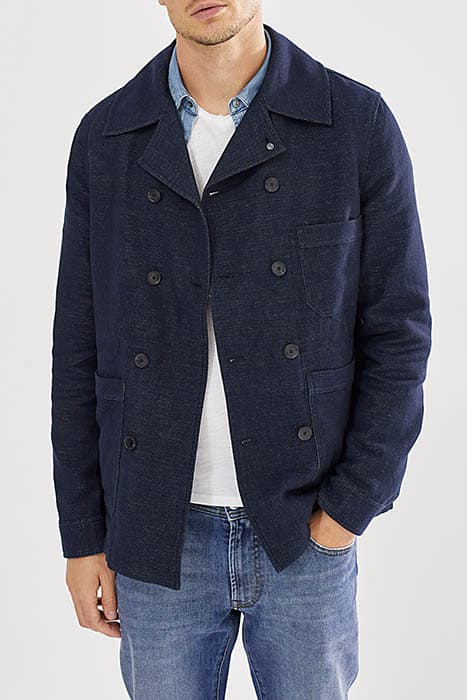 MEN’S INDIGO POLKA DOT JACQUARD PEA COAT INDIGO by IKKS