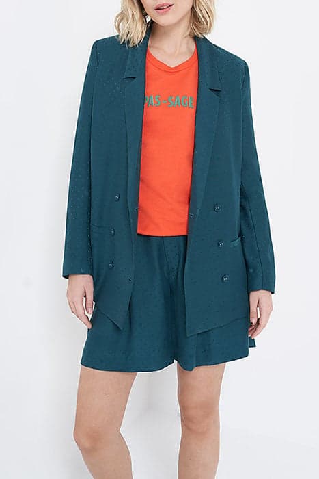 SEA GREEN SUIT JACKET WITH DOTS AND HEARTS by ICODE