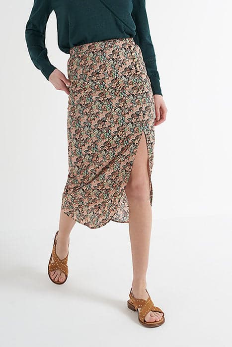 COPPER PLANT PRINT LONG SLIT SKIRT VEGETAL MADRID by ICODE