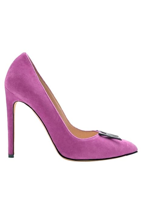 LOGO BUCKLE VELVET PUMPS PINK by Marcell von Berlin