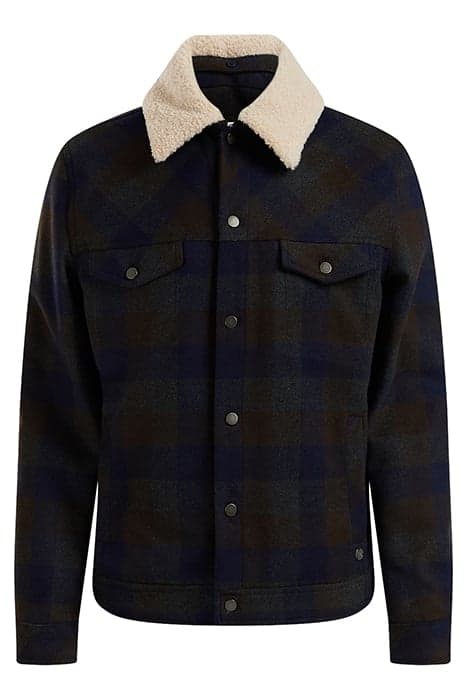 MEN WOVEN JACK WITH DESSIN AND TEDDY COLLAR DARK BLUE by WE Fashion