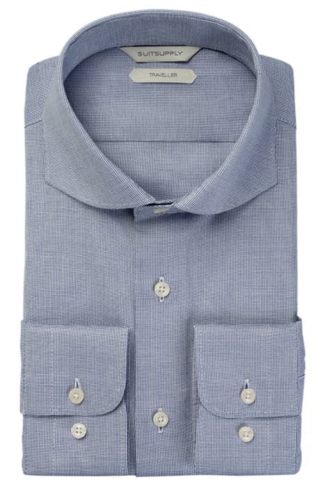 Navy Checked Extra Slim Fit Shirt by Suitsupply