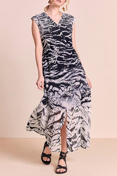 RIO - BLACK LONG DRESS WITH DIGITAL ANIMAL PRINT by ONE STEP