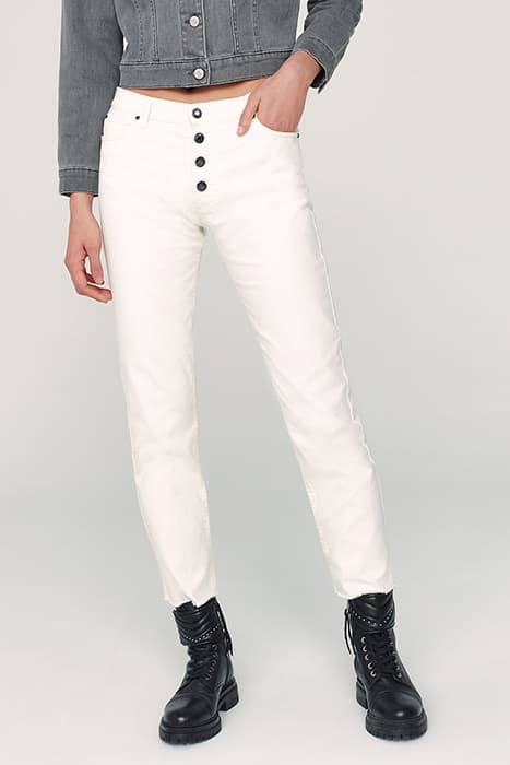 WOMEN’S WHITE ORGANIC CROPPED HIGH-WAIST STRAIGHT JEANS by IKKS