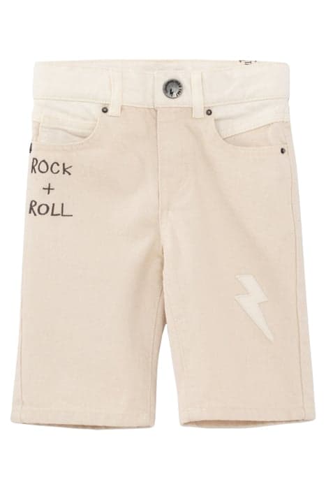 BOYS’ IVORY DENIM BERMUDAS WITH EMBROIDERY AND PATCHES by IKKS