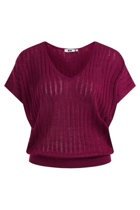 LADIES FINELY KNITTED TOP WITH GLITTER YARN BURGUNDY RED by WE Fashion