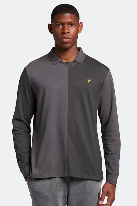 LS WIDE TONAL STRIPE POLO SHIRT GUNMETAL by Lyle & Scott